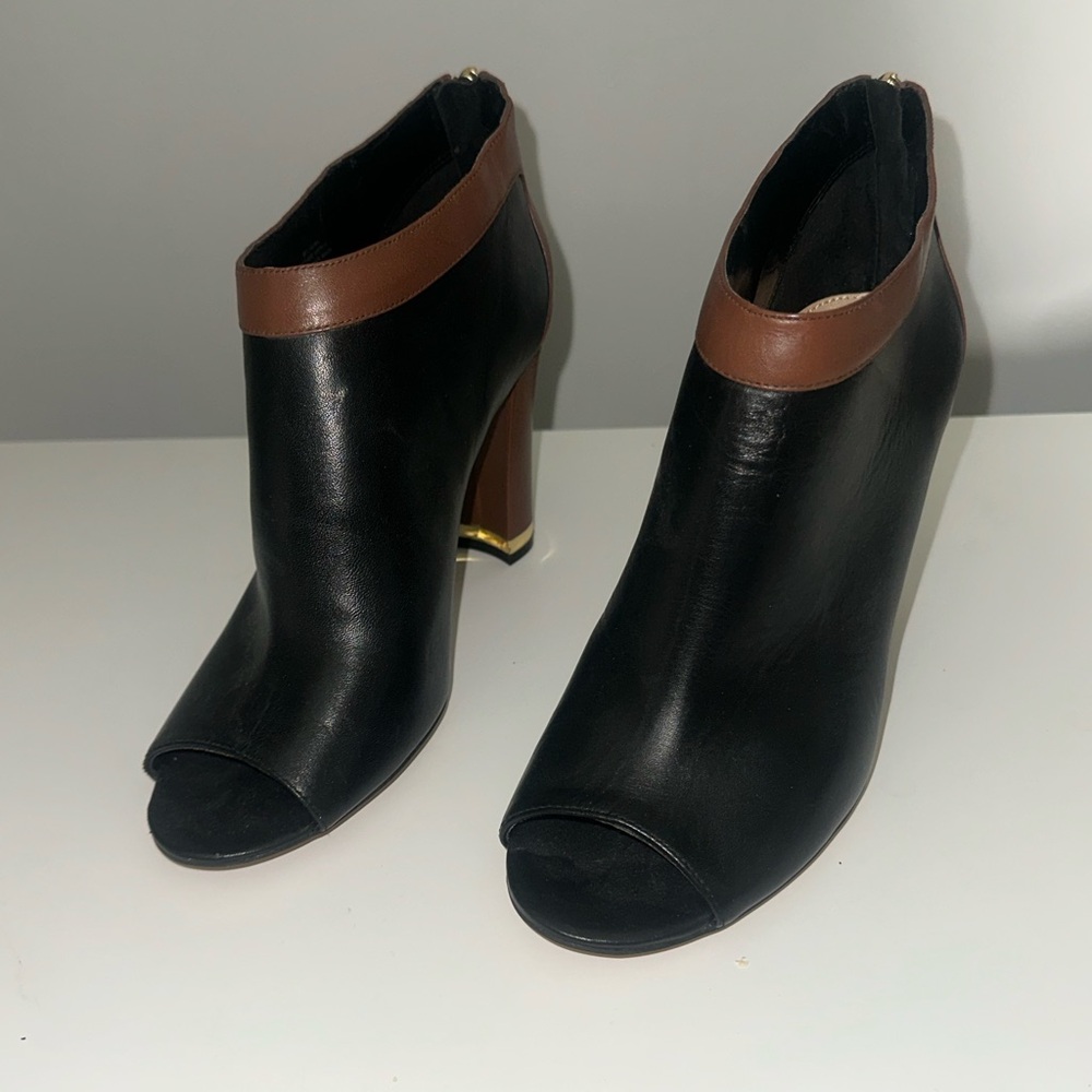 Marc Fisher Black, Brown & Gold Trim Women's Ankle Boots